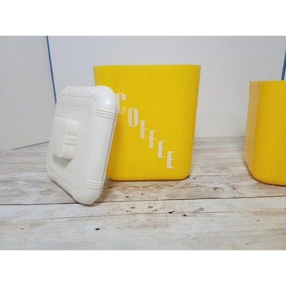 Vintage Yellow Canisters Tea and Coffee Rona Plastic Corp. NY, NY - Picture 2 of 12
